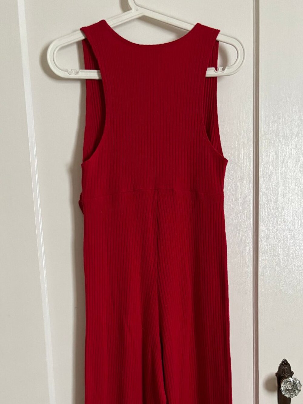 Zara Red Ribbed Jumpsuit with Ruffles - Picture 6 of 8